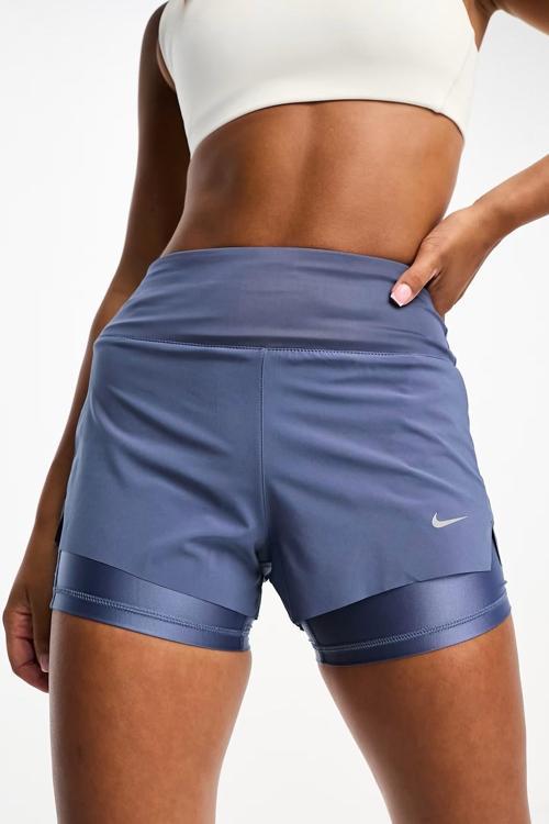 Dri Fit Swift 3in 2N1 Short Kadın Reflektörlü 3 Cepli Taytlı Şort Koyu Mavi