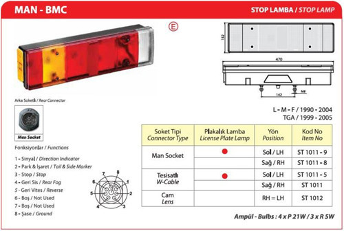 Üniversal Stop Lambası Plakalı AYF.ST1011-5