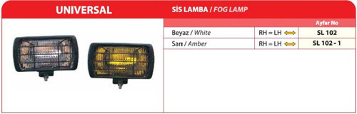 Sis Lambası Halojen Beyaz AYF.SL102