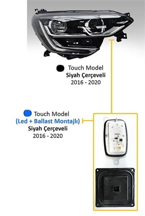 Far Manuel Sağ Renault Megane Iv 2017- Touch Model Siyah Çerçeveli (Led+Ballast) AYF.202334