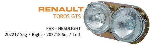 Çiftli Far Sağ Komple Renault R12 Gts. AYF.202217