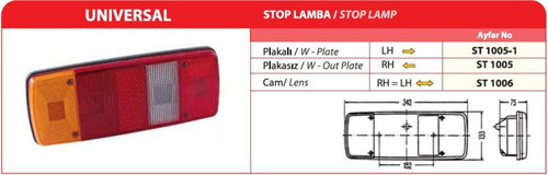Üniversal Stop Lamba Camı AYF.ST1006