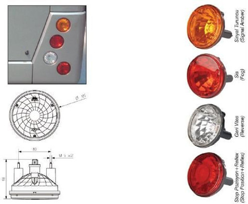 Stop Tekli Ask Daıresel Sinyal Turuncu 24V Temsa Prestij Otokar Doruk Güleryüz (50Ad) 12805E