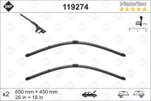 Silecek Süpürgesi (Swf) (X2) 650/450Mm Ruzgarlıklı Vısıoflex Flat Blade Bmw 5 Serısı 03/10-> VL119274