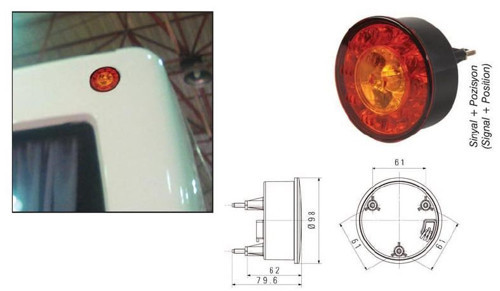 Arka Üst Aydınlatma Lambası Sinyal + Park 24V Ledli Bmc Otobüs 09- (24Ad) 13446E