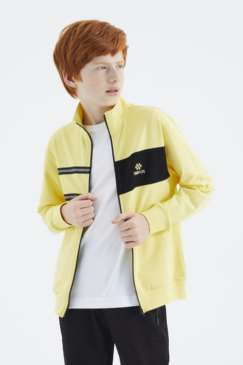 Sarı Dik Yaka Erkek Çocuk Sweatshirt - 11183