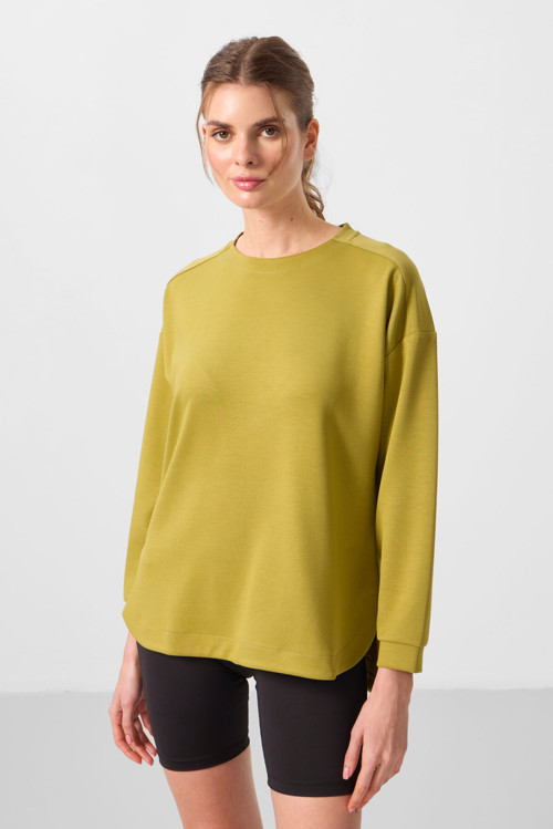 Koyu Hardal Yumuşak Dokulu O Yaka Rahat Form Kadın Tunik Sweatshirt - 97305