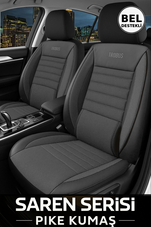 Skoda Fabia 1999–2007 Saren Serisi Oto Koltuk Kılıfı 5’li Set – Airbag & Kolçak Uyumlu, 3 Katman, Pike+Lakost+Deri