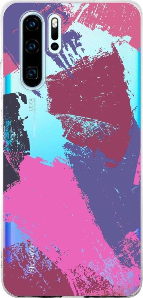 Huawei P30 Pro Uyumlu Kapak Brush Stroke Tasarımlı Şeffaf Silikon Kılıf