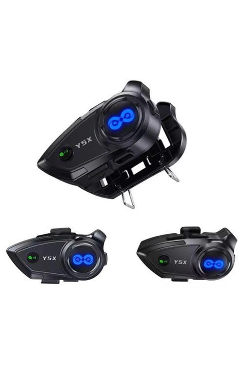 Y5x Rgb Işıklı Intercom 5 Kişi Bağlantılı 1000mah Motosiklet Bluetooth Kulaklık Seti