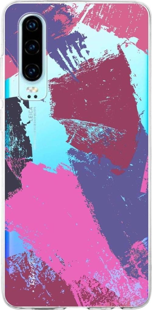 Huawei P30 Uyumlu Kapak Brush Stroke Tasarımlı Şeffaf Silikon Kılıf