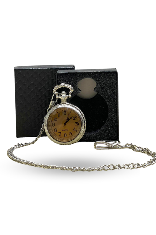 Büro Ev Ofis Hediyesi için Kutulu Silver Stil Camlı Köstekli Saat