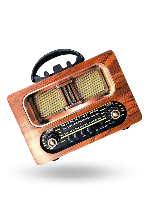 Büro Ev Ofis Hediyesi için Maksi Ahşap Antik Taşınır Bluetooth Hoparlörlü Şarjlı Radyo