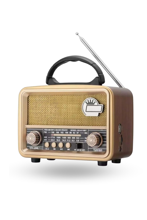 Büro Ev Ofis Hediyesi için Ahşap Nostaljik Taşınır Bluetooth Hoparlörlü Şarjlı Radyo