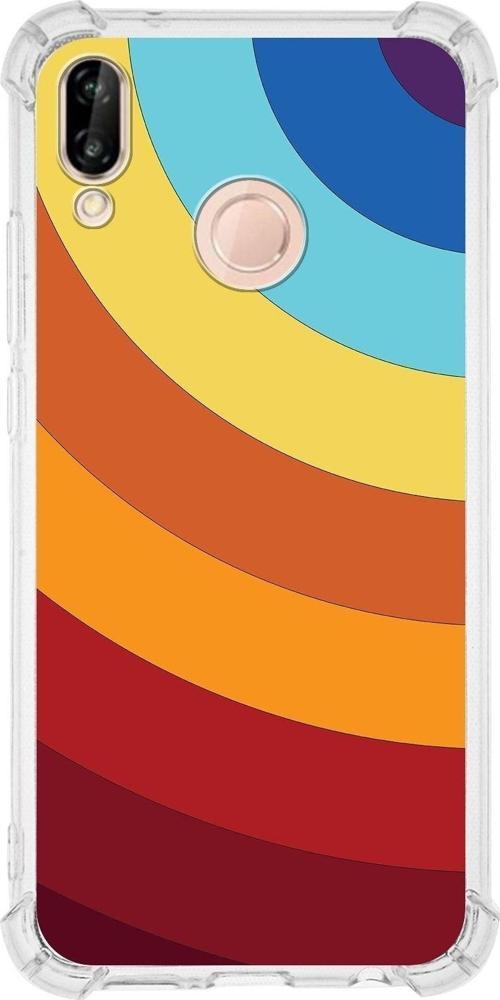 Huawei P20 Lite Köşe Korumalı Antişok Kapak Renk Cümbüşü Tasarımlı Şeffaf Kılıf
