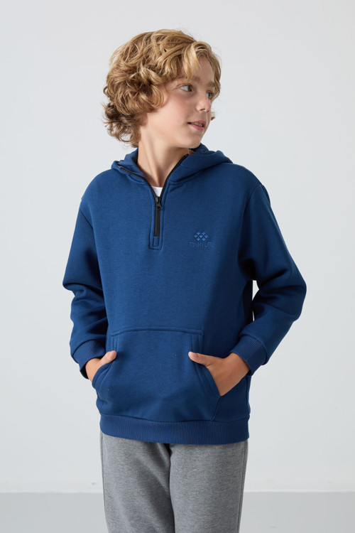 Parlament Pamuklu Kalın İçi Tüylü Yumuşak Dokulu Standart Fit Nakışlı Erkek Çocuk Sweatshirt - 11244