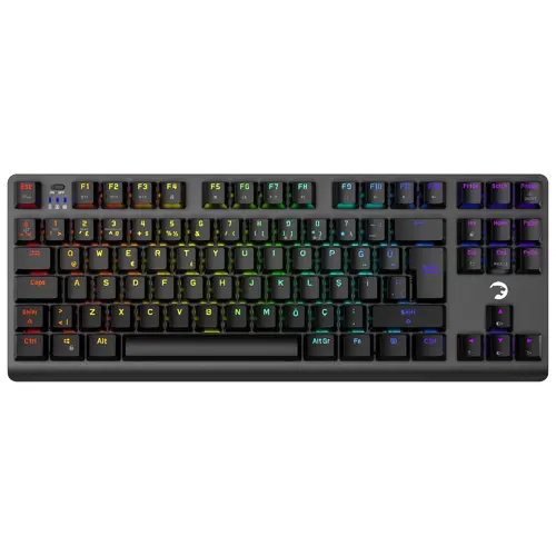 Eva 7 60M Mekanik Kablolu, 2.4Ghz, Bluetooth 3 Mod Red Switch İngilizce Q 88 Tuş RGB Gaming Klavye