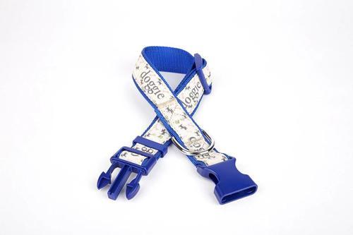 Desenli Süslü Dokuma Köpek Boyun Tasması 1,5 x 25-40 cm Mavi