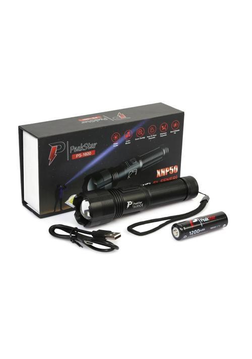 Ps-1600 Süper Parlak Led Zoomlu 5 Mod Su Geçirmez Profesyonel Kamp Bekçi Avcı Feneri