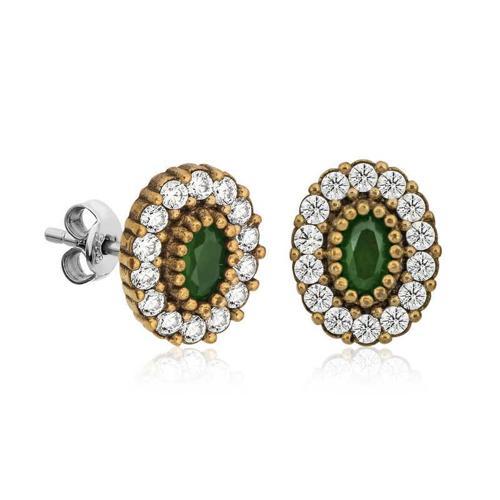 Gümüş Otantik Oval Çivili Küpe (BC-B2E0D8)