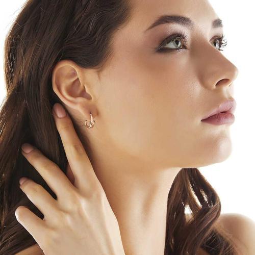 Gümüş Rose Düğüm Kadın Küpe (BC-FEF134)