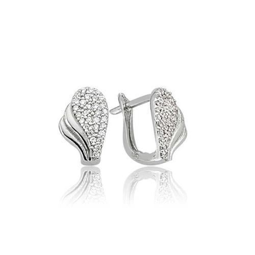 925 Ayar Gümüş Yaprak Desenli Küpe (BC-85ED0B)