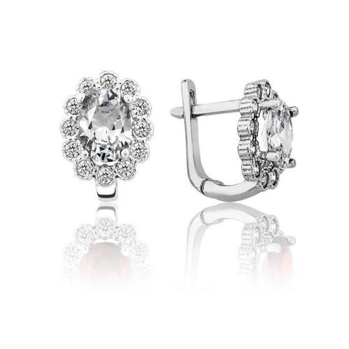 Gümüş Beyaz Çiçek Desenli J Kadın Küpe (BC-F221A6)