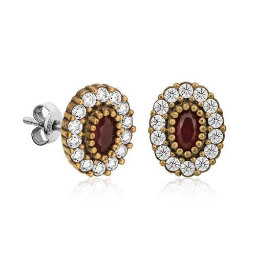 Gümüş Otantik Oval Çivili Küpe (BC-B2E0D8)