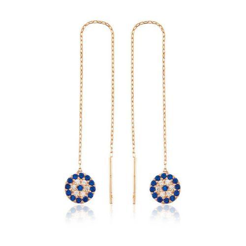 925 Ayar Gümüş Zincirli Nazar Küpe (BC-64C9BF)