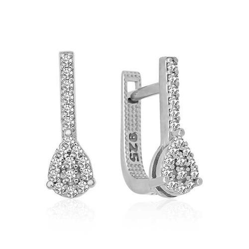 Gümüş Sallantılı Damla Taşlı Küpe (BC-069126)