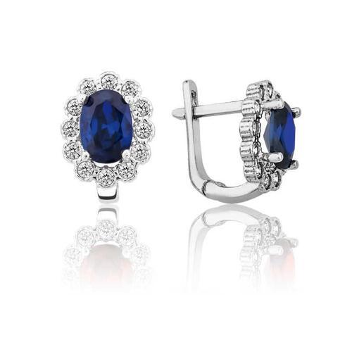 Gümüş Mavi Çiçek Desenli J Kadın Küpe şık