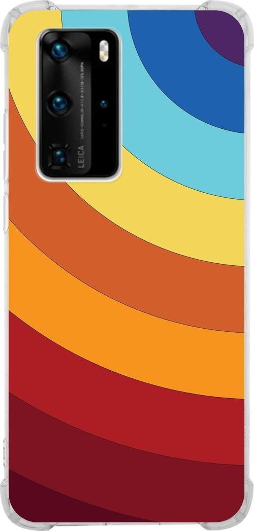 Huawei P40 Pro Köşe Korumalı Antişok Kapak Renk Cümbüşü Tasarımlı Şeffaf Kılıf