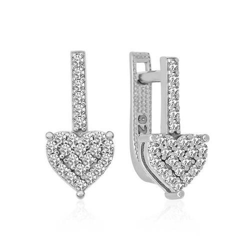 Gümüş Sallantılı Kalp Taşlı Küpe (BC-E21145)