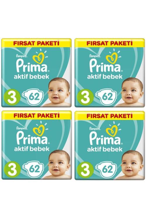 Bebek Bezi 3 Beden-numara Midi 6-10 kg 62 Li 4 Paket 248 Adet