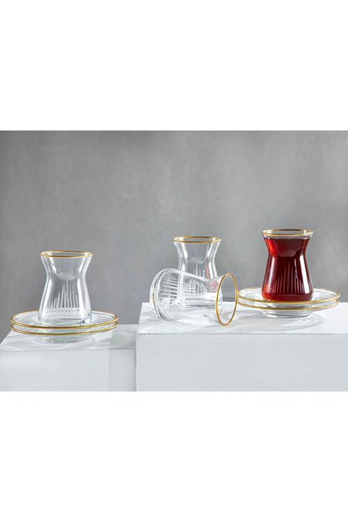 Zett Cam 4'Lü Çay Seti 130 Ml Gold