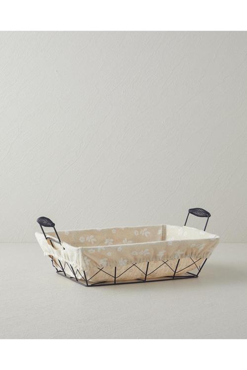Woven Metal Ekmek Sepeti 30X23X8,5 Cm Krem