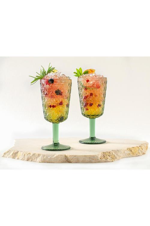 Agnes Cam 2'Li Kadeh Koyu Yeşil