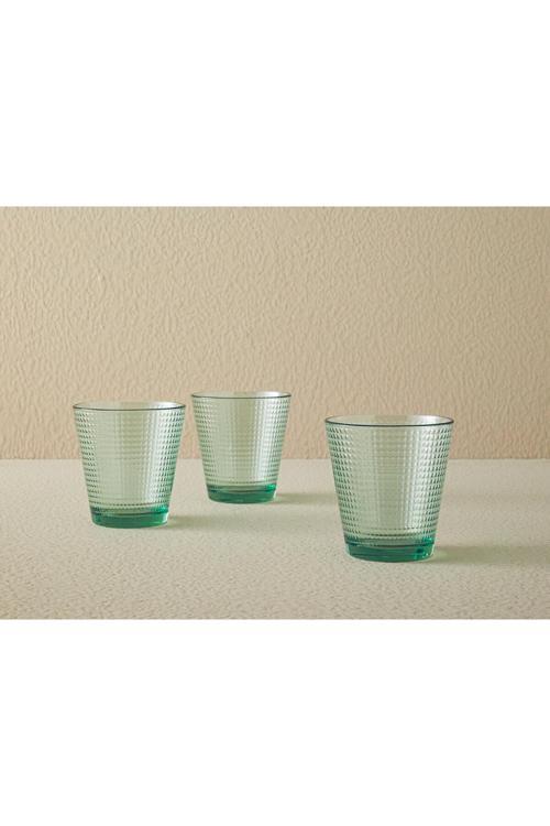 Unique Cam 3'Lü Meşrubat Bardağı 250 Ml Yeşil