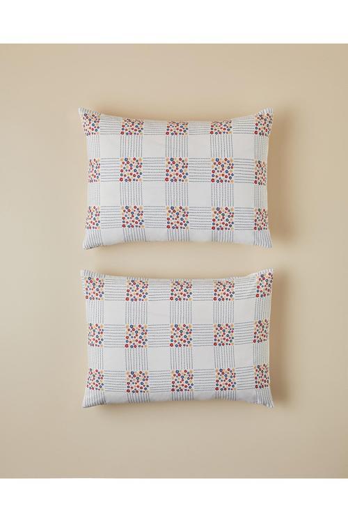 Daisy Plaid Kolay Ütülenir 2'Li Yastık Kılıfı 50X70 Cm Kırmızı - Mavi
