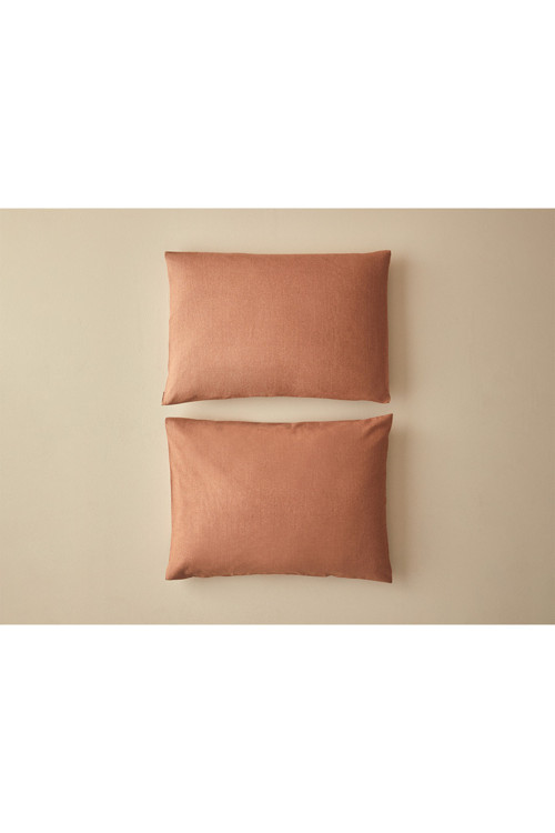 Textured Plain Kolay Ütülenir 2'Li Yastık Kılıfı 50X70 Cm Terracotta