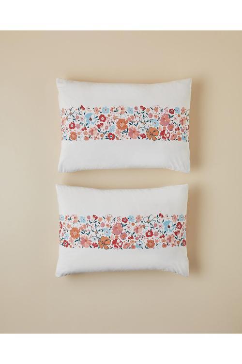 Vintage Floral Kolay Ütülenir 2'Li Yastık Kılıfı 50X70 Cm Pembe