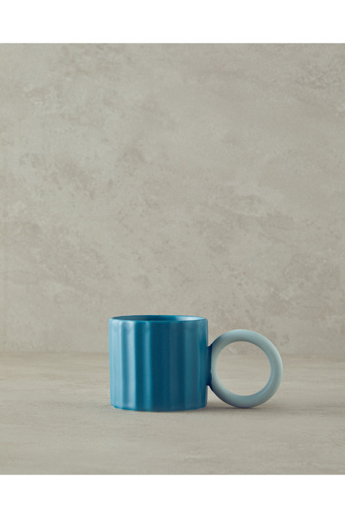 Angled New Bone China Kupa Turkuaz