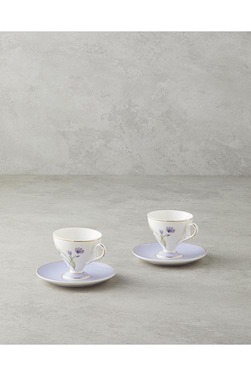 Valentina New Bone China 4 Parça 2 Kişilik Kahve Fincan Takımı 80 Ml Lila