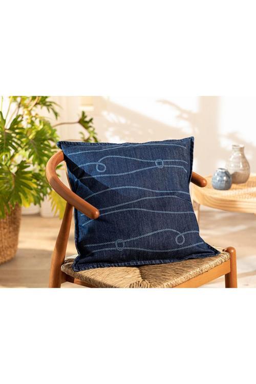 Knotted Denim Kırlent Kılıfı 45X45 Cm İndigo