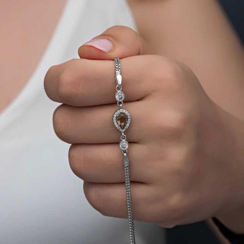 Gümüş Damla Zultanit Taşlı Kadın Bileklik