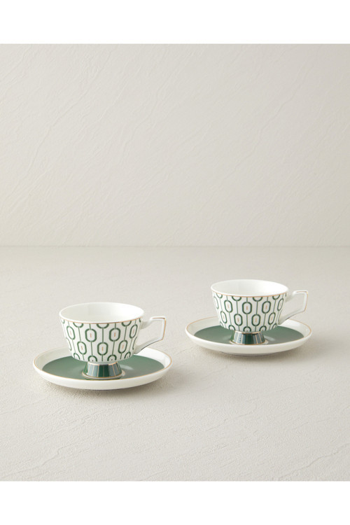 Octavia New Bone China 4 Parça 2 Kişilik Kahve Fincan Takımı 90 Ml Koyu Yeşil