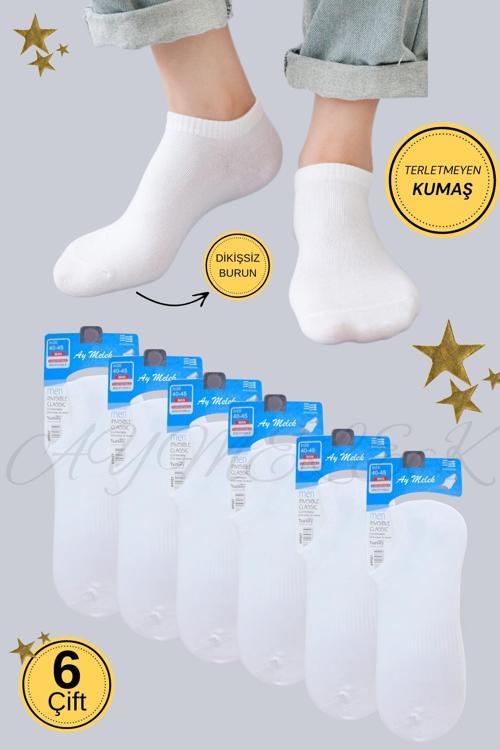 Erkek Kısa Çorap 6 Çift Pamuklu Penye Likralı Sneakers Görünmez Çorap
