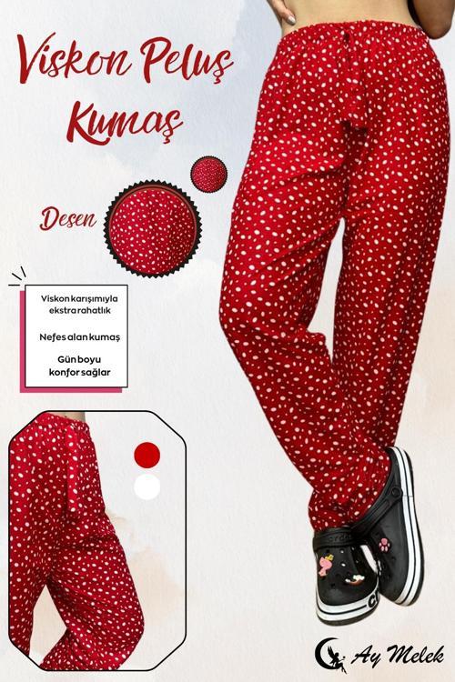 Kadın Pijama Soft Pamuklu İnce Nefes Alan Peluş Tek Alt Pijama