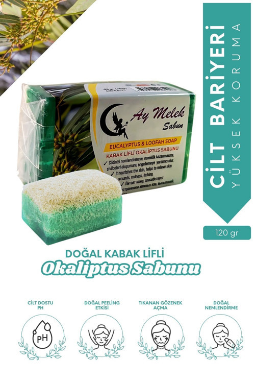 Okaliptüs Özlü Kabak Lifli Doğal Güzellik Sabunu Cilt Kırışıklık Önleyici Etkili