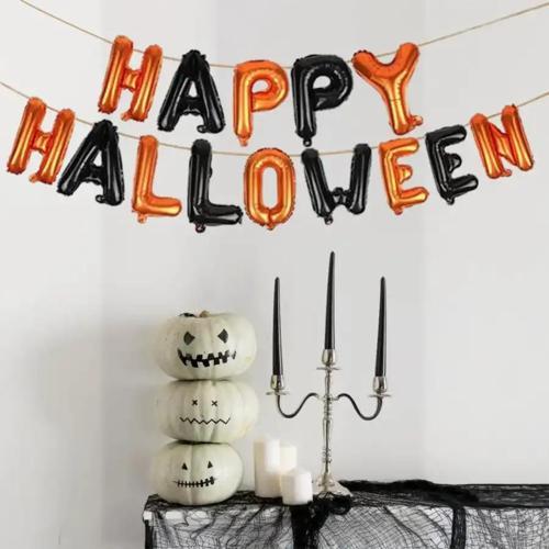 Halloween Folyo Balon Banner - Hpy Hlw Yazı-